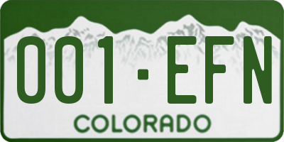 CO license plate 001EFN