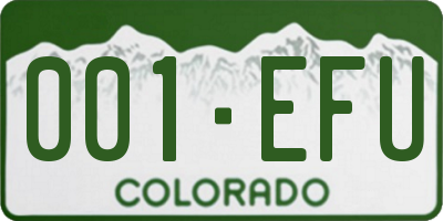 CO license plate 001EFU