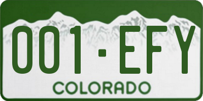 CO license plate 001EFY