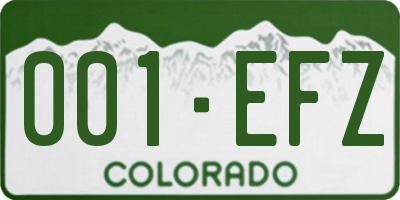 CO license plate 001EFZ