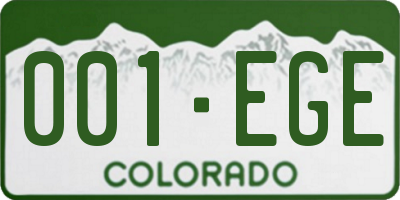 CO license plate 001EGE