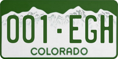 CO license plate 001EGH