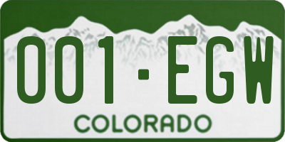 CO license plate 001EGW