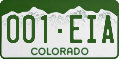 CO license plate 001EIA