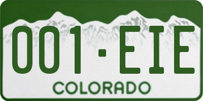 CO license plate 001EIE