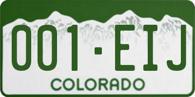 CO license plate 001EIJ