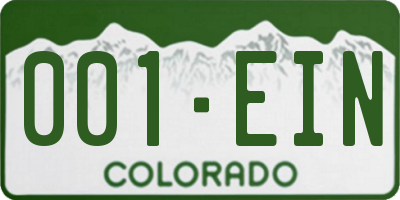 CO license plate 001EIN