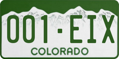 CO license plate 001EIX