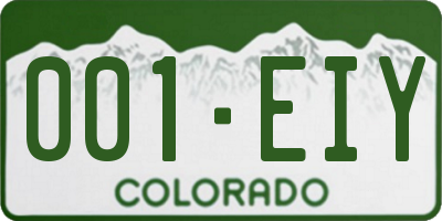 CO license plate 001EIY