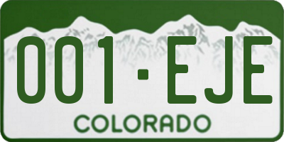 CO license plate 001EJE