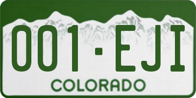 CO license plate 001EJI