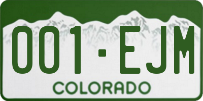 CO license plate 001EJM