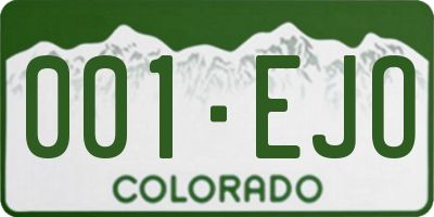 CO license plate 001EJO