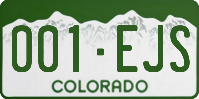 CO license plate 001EJS