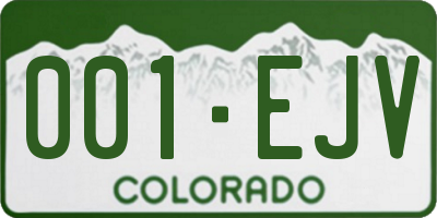 CO license plate 001EJV