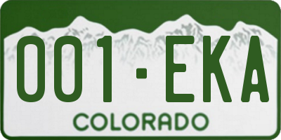 CO license plate 001EKA