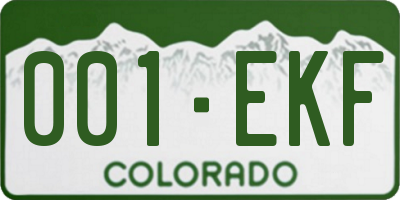 CO license plate 001EKF