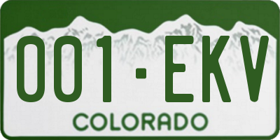 CO license plate 001EKV