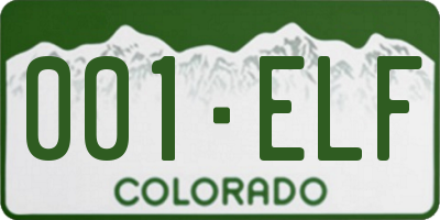 CO license plate 001ELF