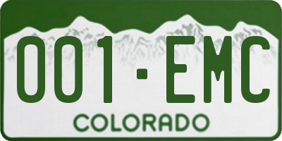 CO license plate 001EMC