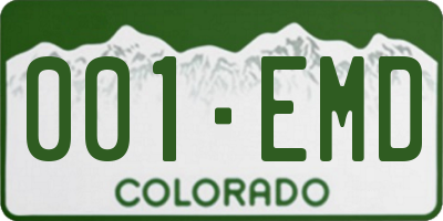 CO license plate 001EMD