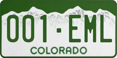 CO license plate 001EML