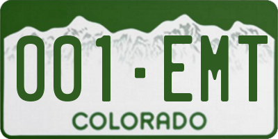 CO license plate 001EMT