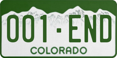 CO license plate 001END