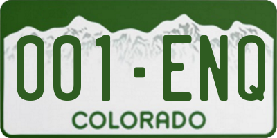 CO license plate 001ENQ