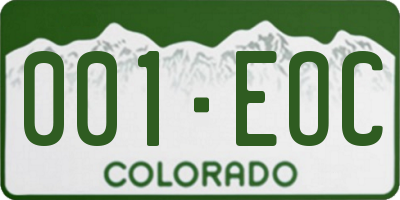 CO license plate 001EOC