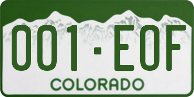 CO license plate 001EOF