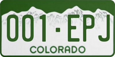 CO license plate 001EPJ