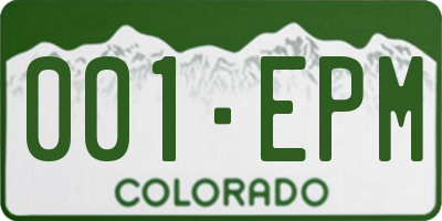 CO license plate 001EPM