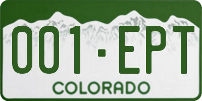 CO license plate 001EPT