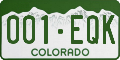 CO license plate 001EQK