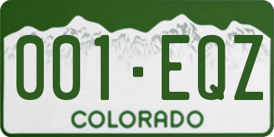 CO license plate 001EQZ