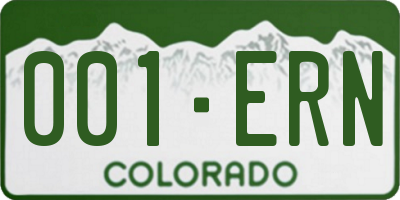 CO license plate 001ERN