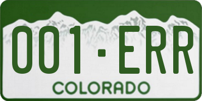 CO license plate 001ERR