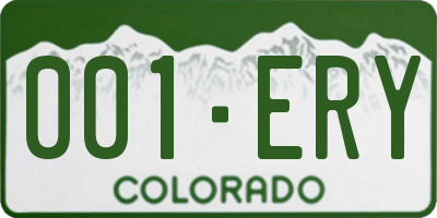 CO license plate 001ERY