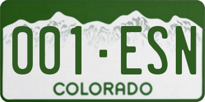 CO license plate 001ESN