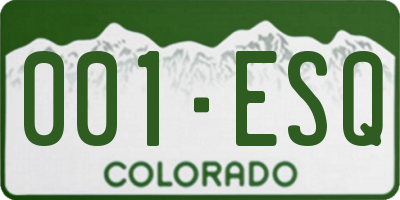 CO license plate 001ESQ