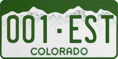 CO license plate 001EST