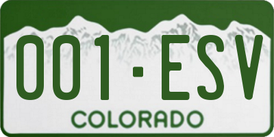 CO license plate 001ESV