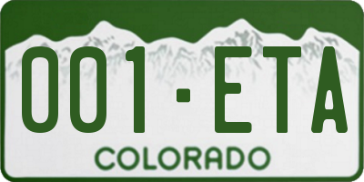 CO license plate 001ETA