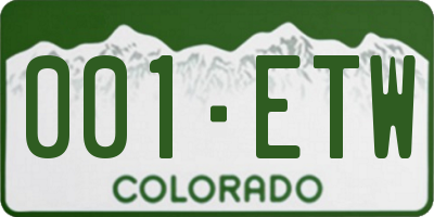 CO license plate 001ETW