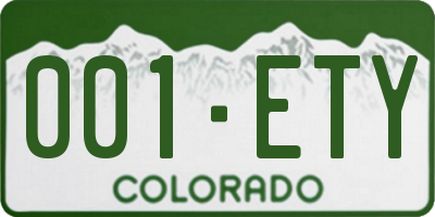 CO license plate 001ETY