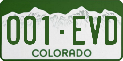 CO license plate 001EVD