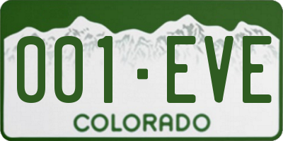 CO license plate 001EVE