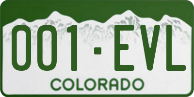 CO license plate 001EVL