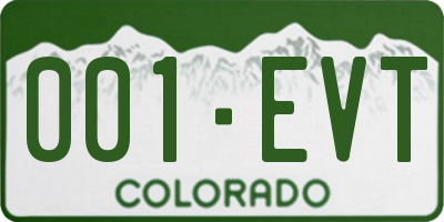 CO license plate 001EVT